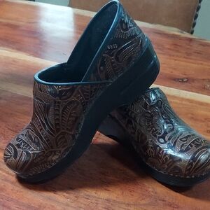 Dansko Brown Embossed Clogs